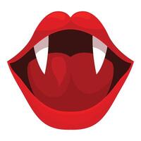 Open vampire mouth showing fangs and tongue vector