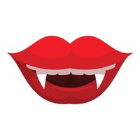 Vampire showing fangs with red lips baring teeth vector