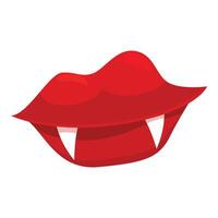 Red lips showing fangs are smiling on white background vector