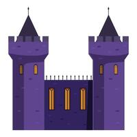 Medieval castle with burning windows standing at night vector