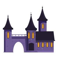 Spooky haunted castle with glowing windows perfect for halloween projects vector