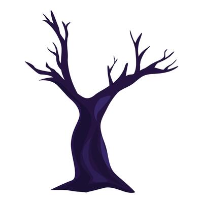 Dark spooky bare tree spreading its branches