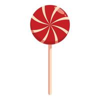 Red and white swirl lollipop on white background vector