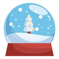 Christmas snow globe showing decorated pine tree covered in snow vector
