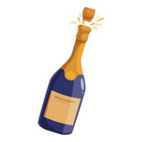 Champagne bottle popping its cork with golden bubbles flowing out vector