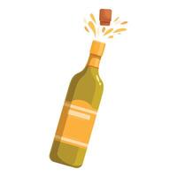 Champagne bottle popping its cork with golden bubbles flowing out vector