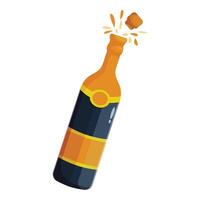 Champagne bottle popping its cork with golden bubbles flowing vector