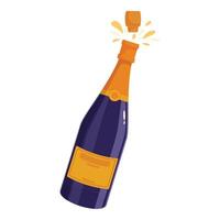 Champagne bottle popping its cork with golden bubbles exploding vector