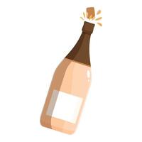 Bottle of champagne is popping its cork, exploding with excitement vector