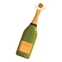 Champagne bottle popping its cork, celebrating with sparkling wine vector