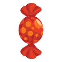 Red wrapped candy with orange dots on white background vector