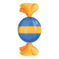 Blue and orange round candy with wrapping paper vector