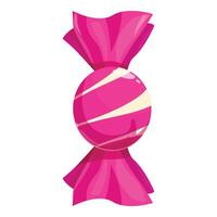 Round pink and white candy with wrapping showing flavor vector