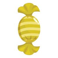 Yellow round candy with stripes wrapped in foil packaging vector