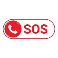 Red rounded sos button showing emergency call vector