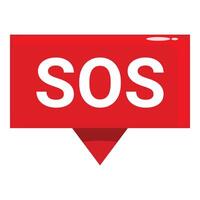 Red glossy pin showing sos message vector