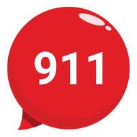 Red speech bubble showing 911 emergency number vector