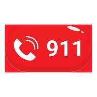 Red emergency button showing 911 calling for help vector
