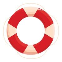 Red and white lifebuoy floating on water providing safety and rescue vector
