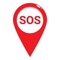 Red location pin showing sos signal on white background vector