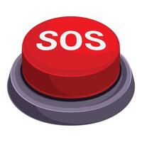 Big red emergency button showing sos signal for urgent help vector
