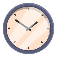 Round wall clock telling time with hour and minute hands vector