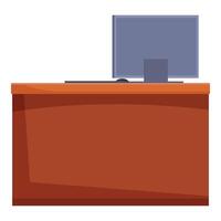 Modern office desk with computer standing on top vector