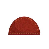 Brown leather label with yellow stitching showing a semicircle shape vector