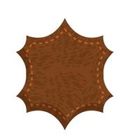 Brown leather label with decorative stitching in the shape of a star vector