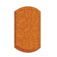Brown leather label with stitched border featuring rounded bottom vector