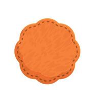 Round orange leather label with dotted stitching showing a textured surface vector
