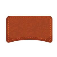 Brown leather label with orange stitching showing quality vector