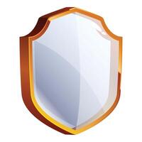 Blank silver shield with golden frame protecting from danger vector