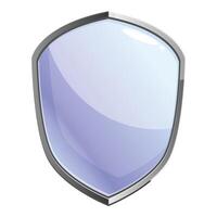 Blue shield providing protection with metal frame on white background vector