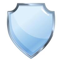 Blue glossy shield providing protection with silver frame vector