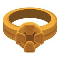 Golden ring showing off its facets with a large centerpiece vector