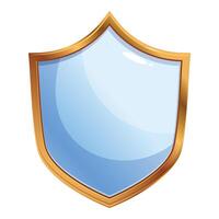 Blue shield with golden frame providing security and protection vector