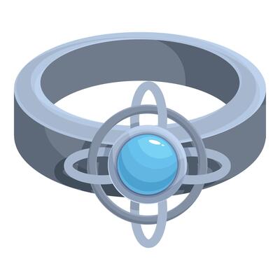 Silver ring featuring rotating spheres design with blue gemstone