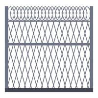 High security fence with barbed wire protecting property vector