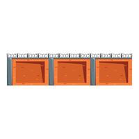 Barbed wire is surrounding red brick wall with embrasures for shooting vector
