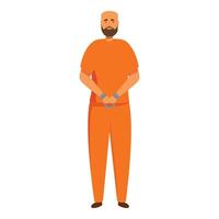 Prisoner wearing orange uniform standing with handcuffs vector