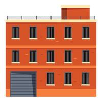 This illustration features a prison building with multiple floors and barred windows vector