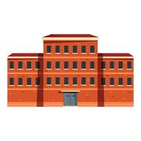 Big old brick prison building with barred windows is guarded vector