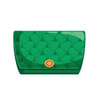 Green leather wallet with scales pattern and golden button is lying vector