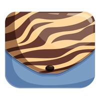 Small blue women's wallet featuring zebra print on flap with button closure vector