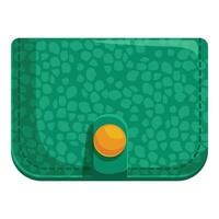 Green leather wallet with golden button showing saving money concept vector