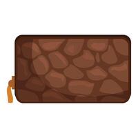 Brown leather wallet with zipper, showing pebble texture vector