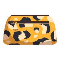 Yellow leopard print clutch bag with zipper closing vector