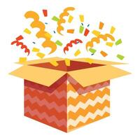 Open gift box exploding with colorful confetti vector