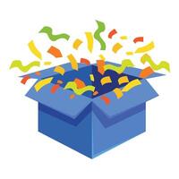 Blue gift box exploding with colorful confetti vector